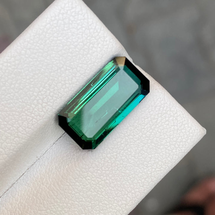 Natural Blue-Green Tourmaline 6.60 Carats – Dual Color Rosecut Rectangular Gem for Ring