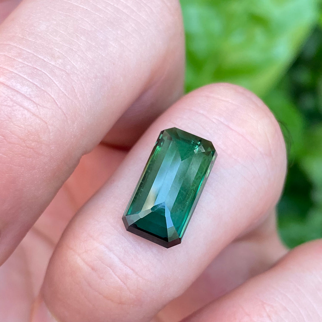 Natural Blue-Green Tourmaline 6.60 Carats – Dual Color Rosecut Rectangular Gem for Ring