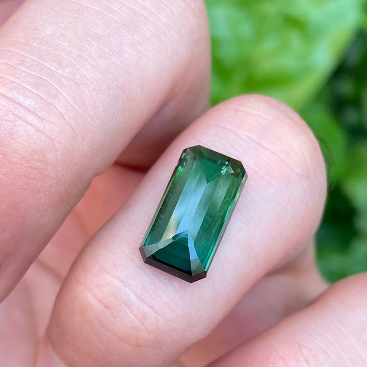 Natural Blue-Green Tourmaline 6.60 Carats – Dual Color Rosecut Rectangular Gem for Ring