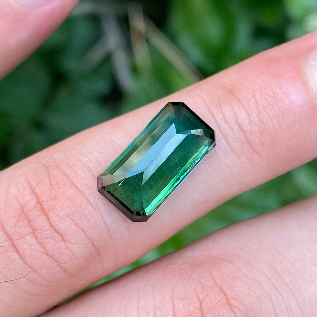 Natural Blue-Green Tourmaline 6.60 Carats – Dual Color Rosecut Rectangular Gem for Ring