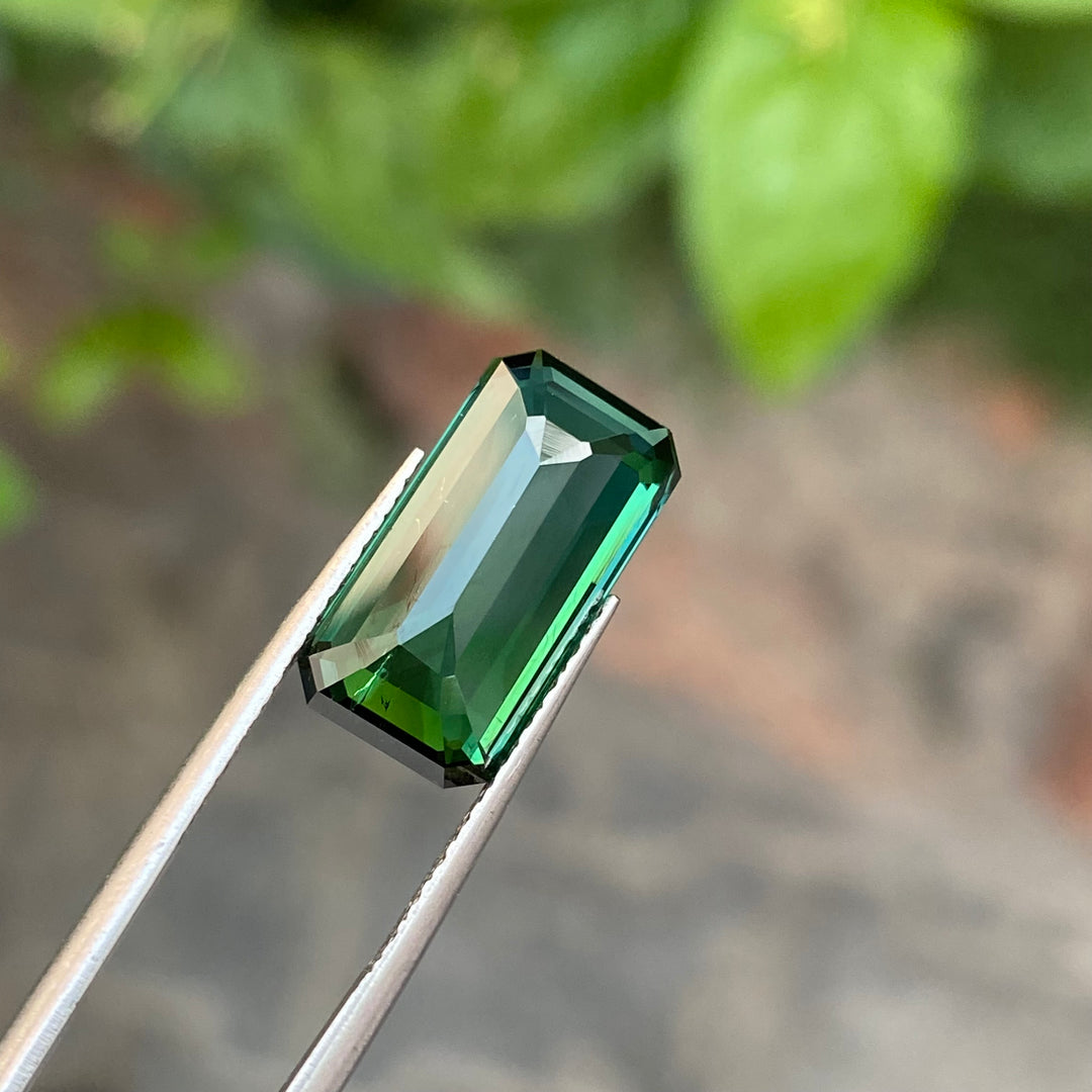 Natural Blue-Green Tourmaline 6.60 Carats – Dual Color Rosecut Rectangular Gem for Ring