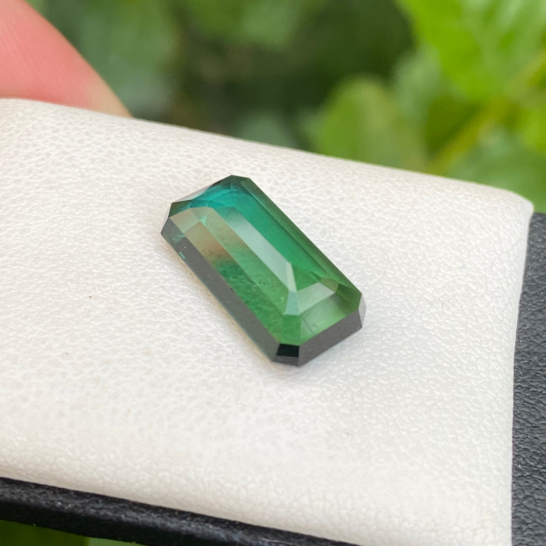 Natural Blue-Green Tourmaline 6.60 Carats – Dual Color Rosecut Rectangular Gem for Ring