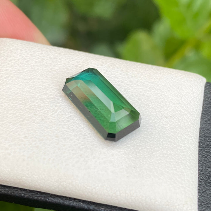 Natural Blue-Green Tourmaline 6.60 Carats – Dual Color Rosecut Rectangular Gem for Ring