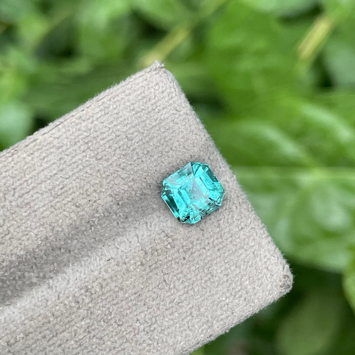 Natural Lagoon Tourmaline 1.55ct Asscher Cut Faceted Gemstone – Untreated, Vivid Green-Blue