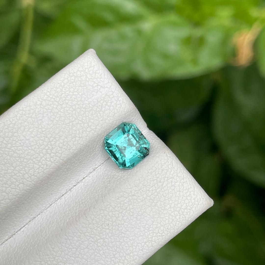 Natural Lagoon Tourmaline 1.55ct Asscher Cut Faceted Gemstone – Untreated, Vivid Green-Blue