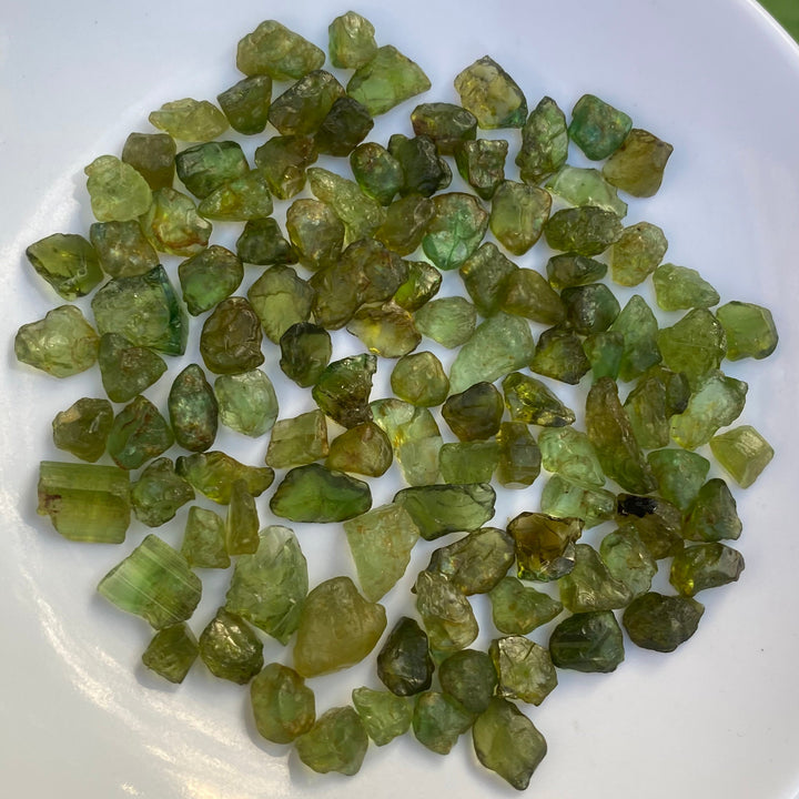 Natural Chrome Tourmaline Rough Lot – Cutting Grade, Calibrated Sizes, African Mined, Vivid Green