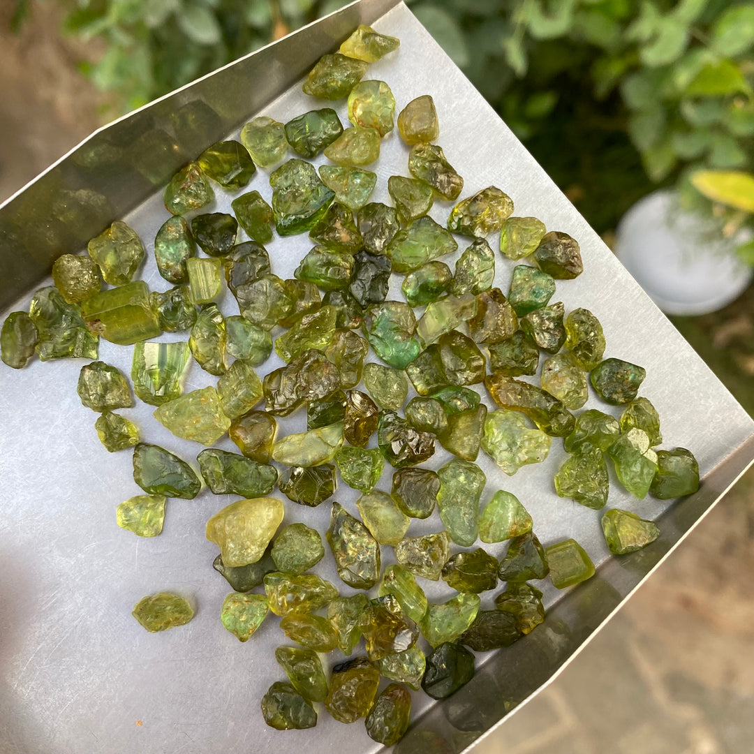 Natural Chrome Tourmaline Rough Lot – Cutting Grade, Calibrated Sizes, African Mined, Vivid Green