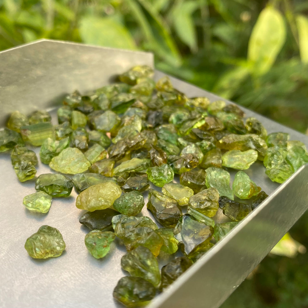 Natural Chrome Tourmaline Rough Lot – Cutting Grade, Calibrated Sizes, African Mined, Vivid Green