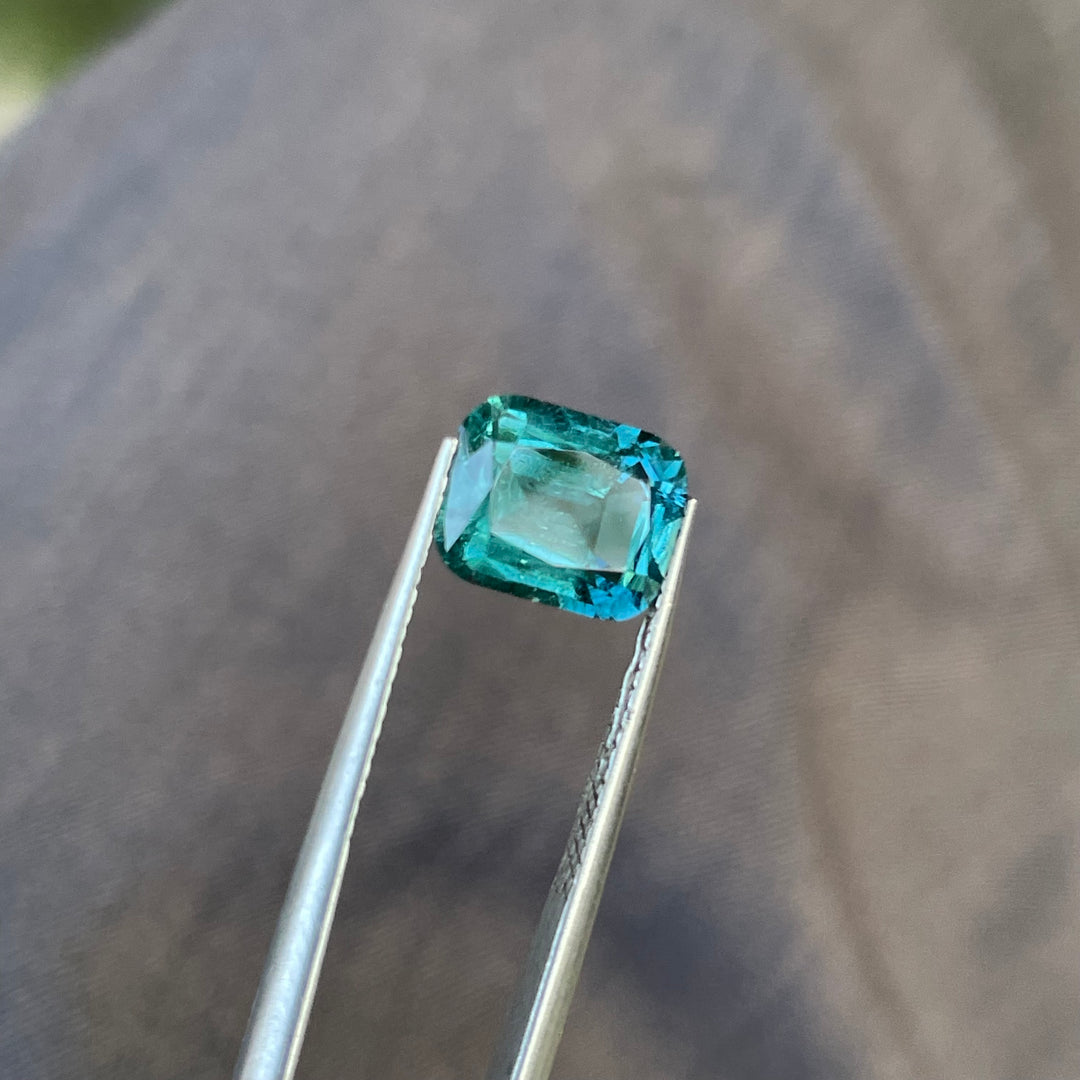 Natural Lagoon Blue Tourmaline 2.90ct Cushion Cut Square Faceted Gemstone