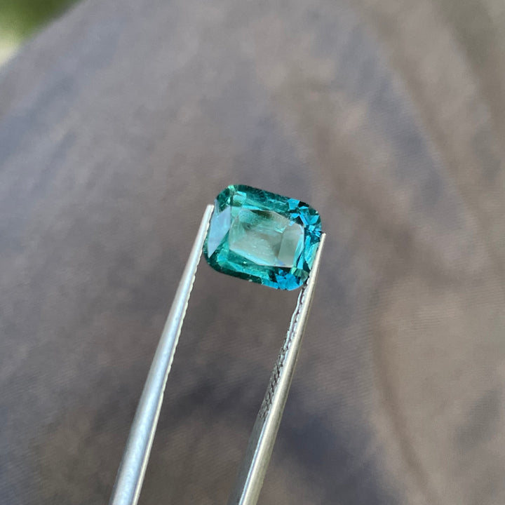 Natural Lagoon Blue Tourmaline 2.90ct Cushion Cut Square Faceted Gemstone