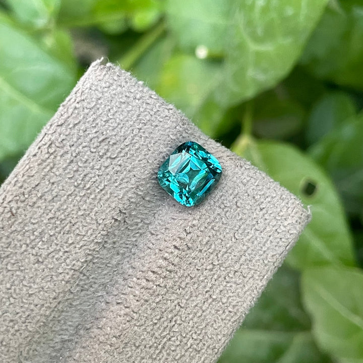 Natural Lagoon Blue Tourmaline 1.85ct Cushion Cut Square Faceted Gemstone