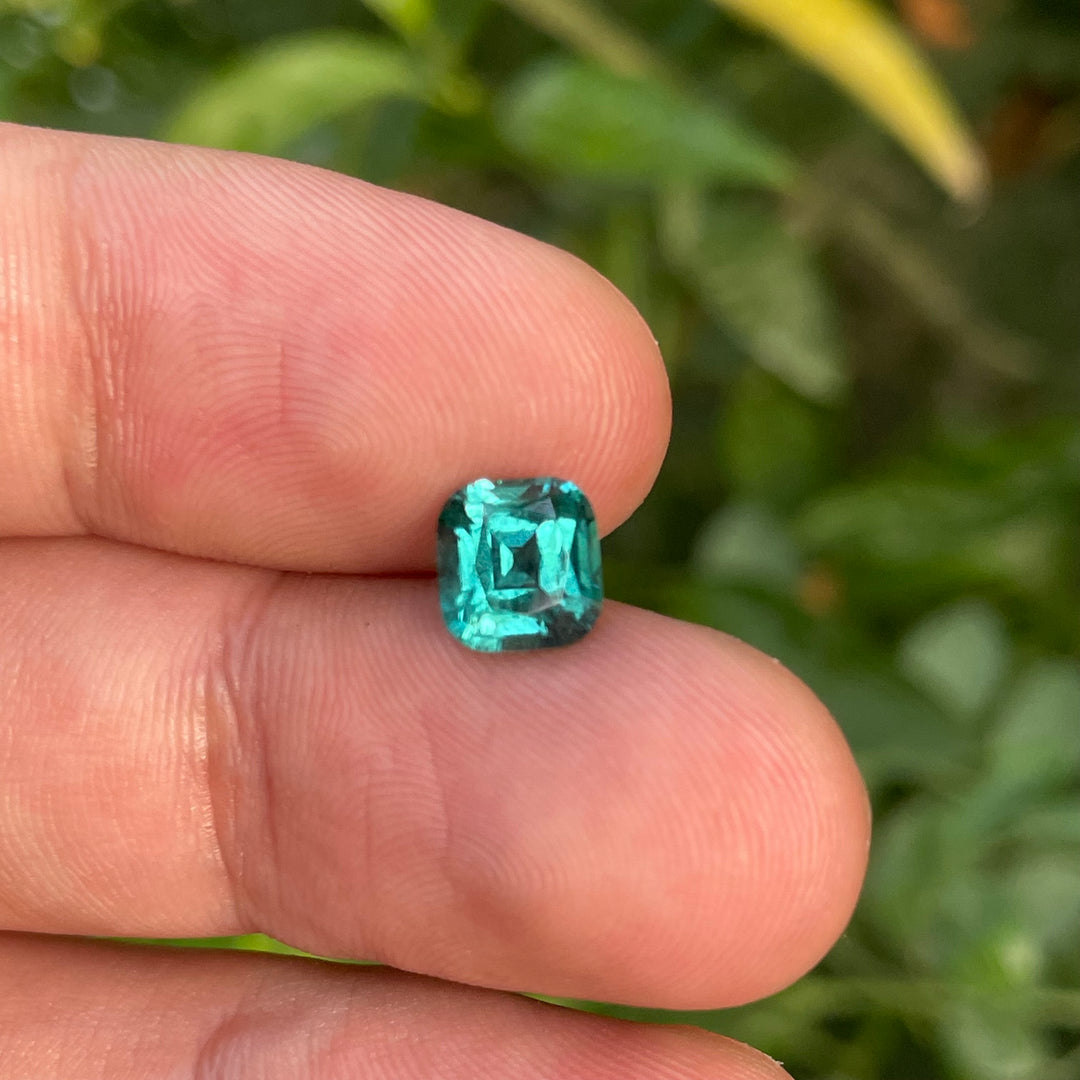 Natural Lagoon Blue Tourmaline 1.85ct Cushion Cut Square Faceted Gemstone