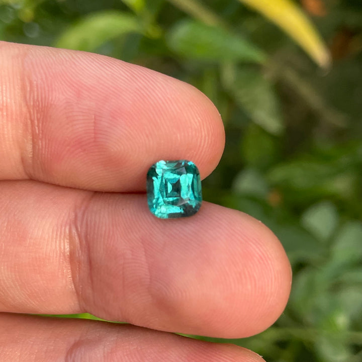 Natural Lagoon Blue Tourmaline 1.85ct Cushion Cut Square Faceted Gemstone