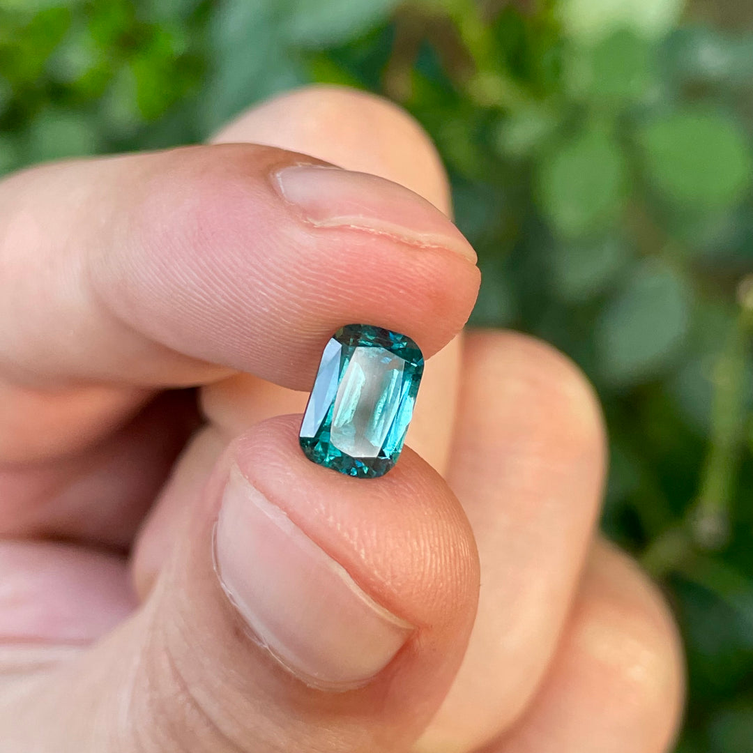 Natural Lagoon Blue Tourmaline 2.15ct Cushion Cut Square Faceted Gemstone
