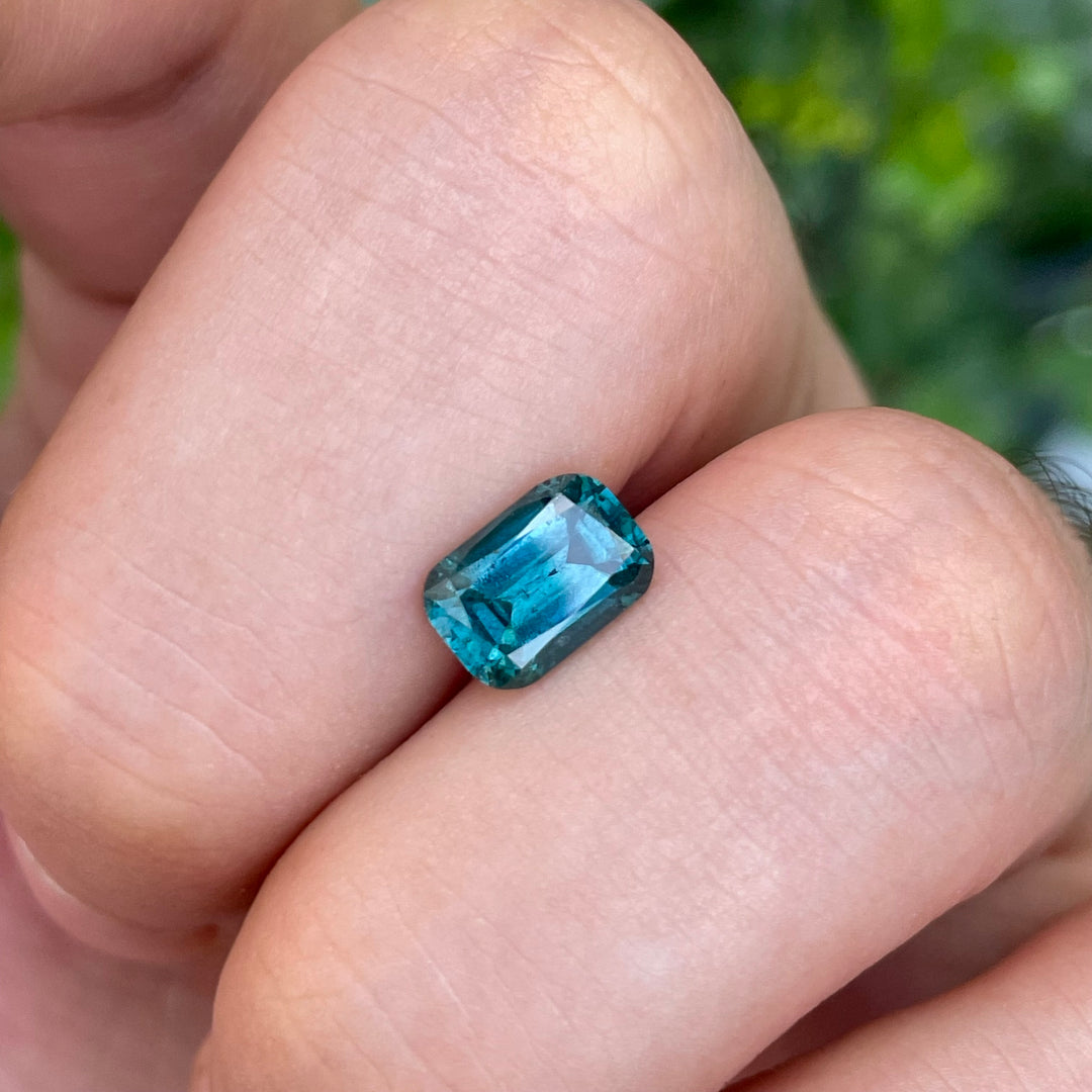 Natural Lagoon Blue Tourmaline 2.15ct Cushion Cut Square Faceted Gemstone