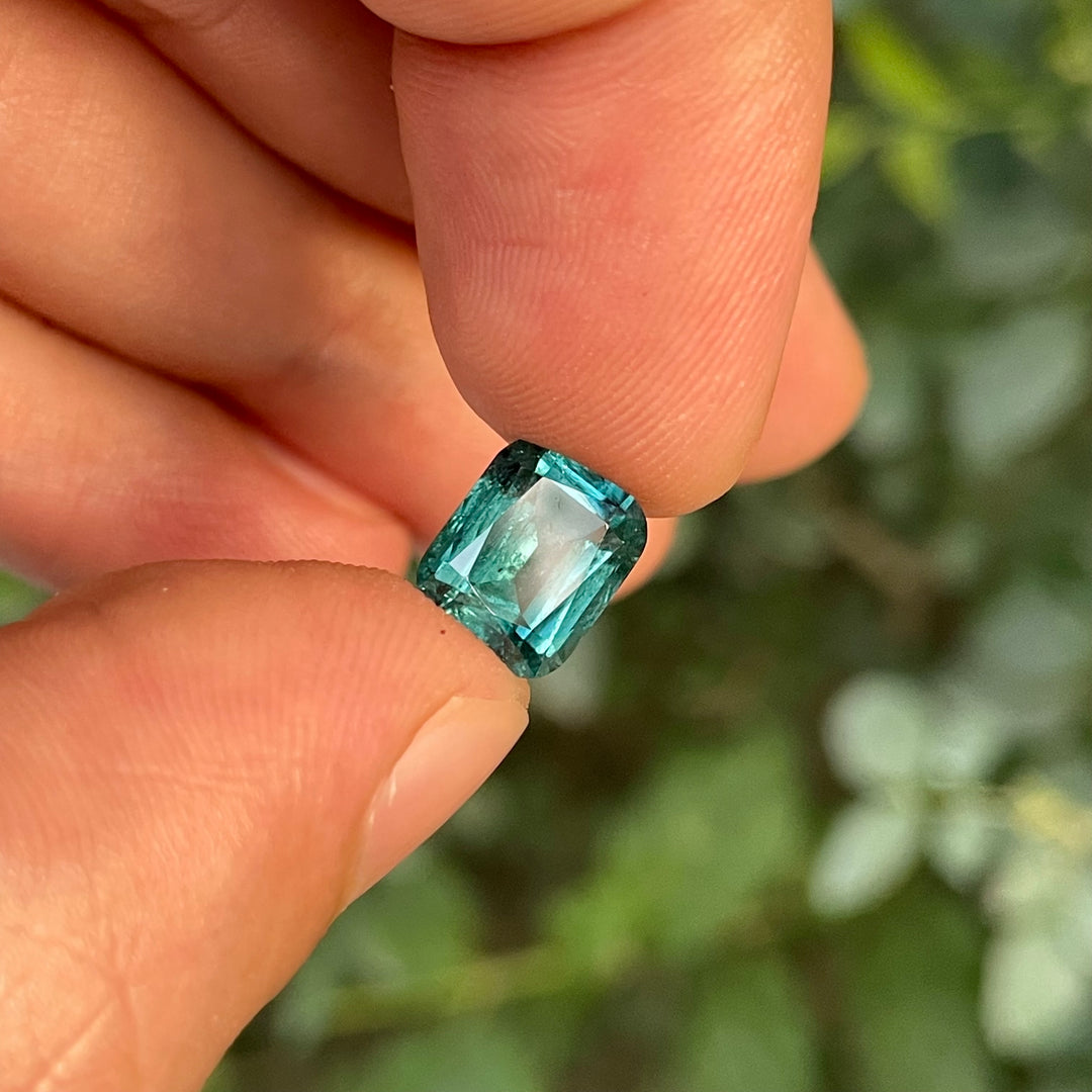 Natural Lagoon Blue Tourmaline 2.90ct Cushion Cut Square Faceted Gemstone