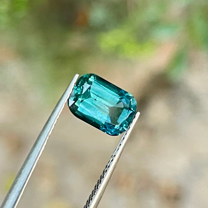 Natural Lagoon Blue Tourmaline 2.15ct Cushion Cut Square Faceted Gemstone