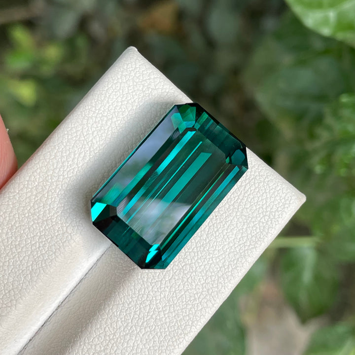 Deep Lagoon Blue Tourmaline 25 Carat Emerald Cut – Loupe Clean Gemstone for Pendant Jewelry