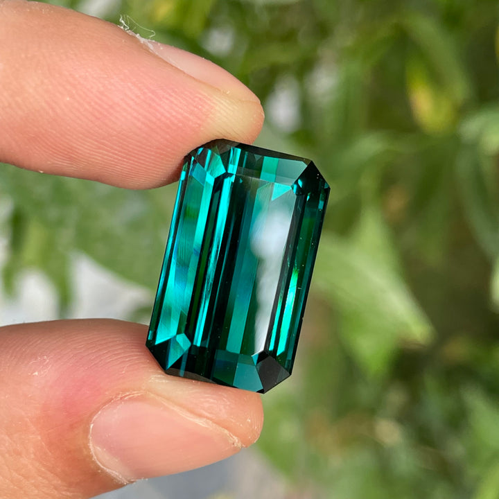 Deep Lagoon Blue Tourmaline 25 Carat Emerald Cut – Loupe Clean Gemstone for Pendant Jewelry