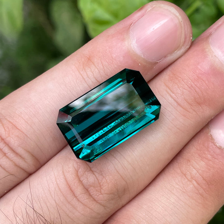 Deep Lagoon Blue Tourmaline 25 Carat Emerald Cut – Loupe Clean Gemstone for Pendant Jewelry
