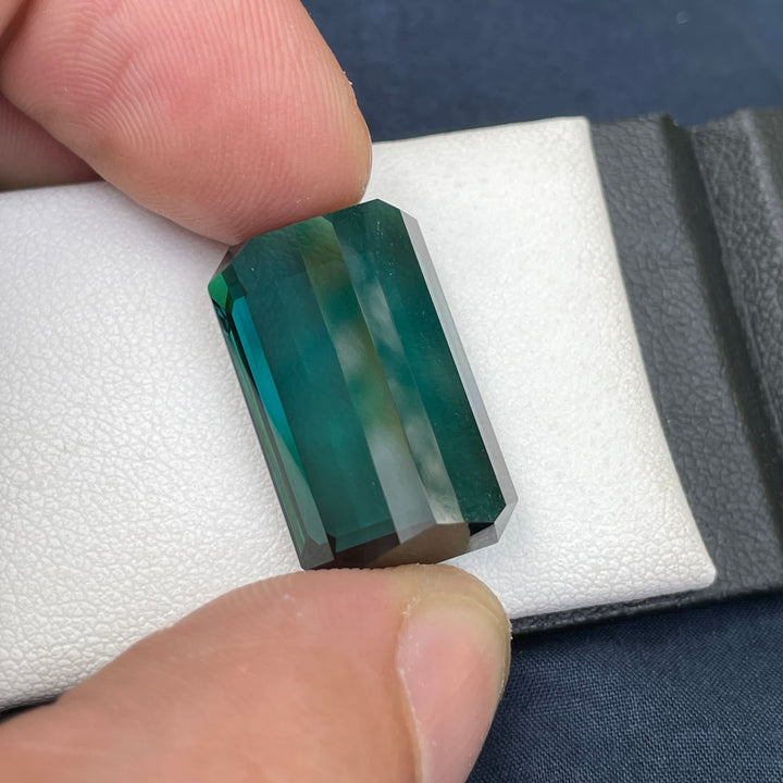 Deep Lagoon Blue Tourmaline 25 Carat Emerald Cut – Loupe Clean Gemstone for Pendant Jewelry