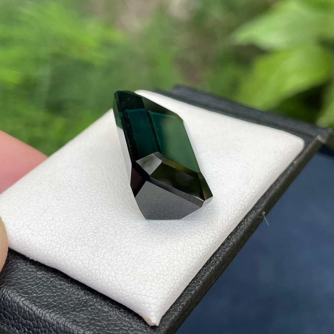 Deep Lagoon Blue Tourmaline 25 Carat Emerald Cut – Loupe Clean Gemstone for Pendant Jewelry