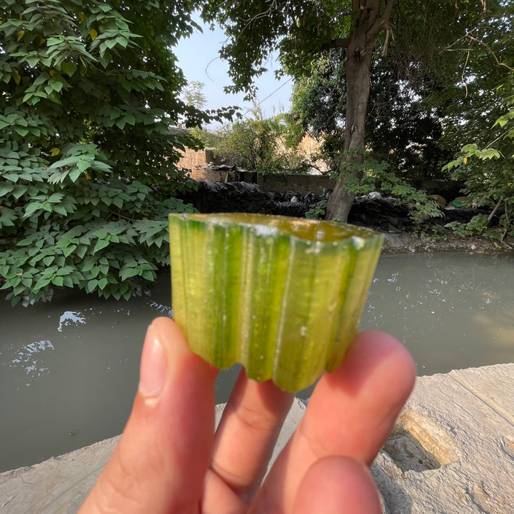 Natural Skardu Tourmaline Cluster Specimen – Bicolor Lime Green & Yellow Gem Crystals