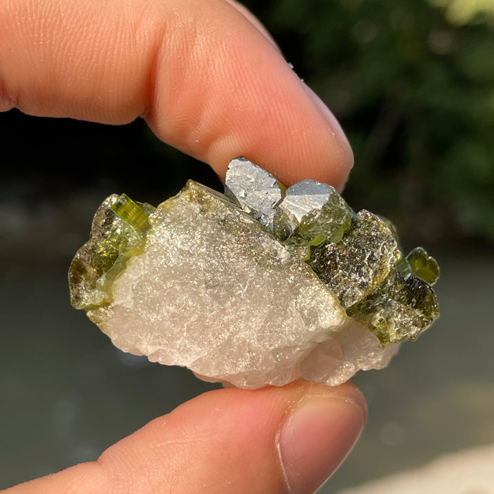 Natural Skardu Tourmaline Cluster Specimen – Bicolor Lime Green & Yellow Gem Crystals