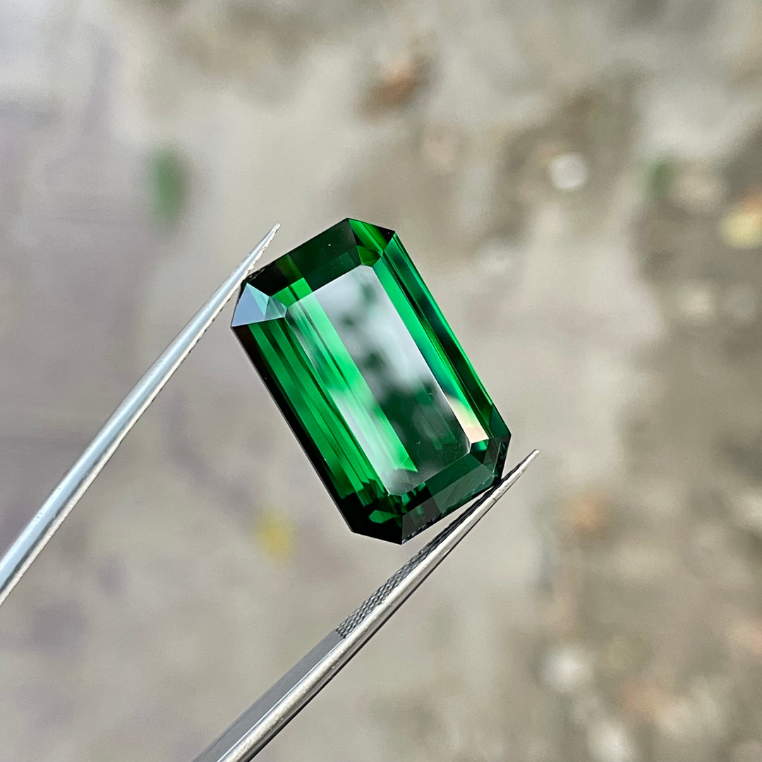 Chrome Green Tourmaline 18.5 Carat Emerald Cut – Loupe Clean Collector Gemstone from Afghanistan
