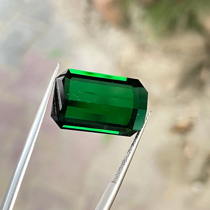 Chrome Green Tourmaline 18.5 Carat Emerald Cut – Loupe Clean Collector Gemstone from Afghanistan