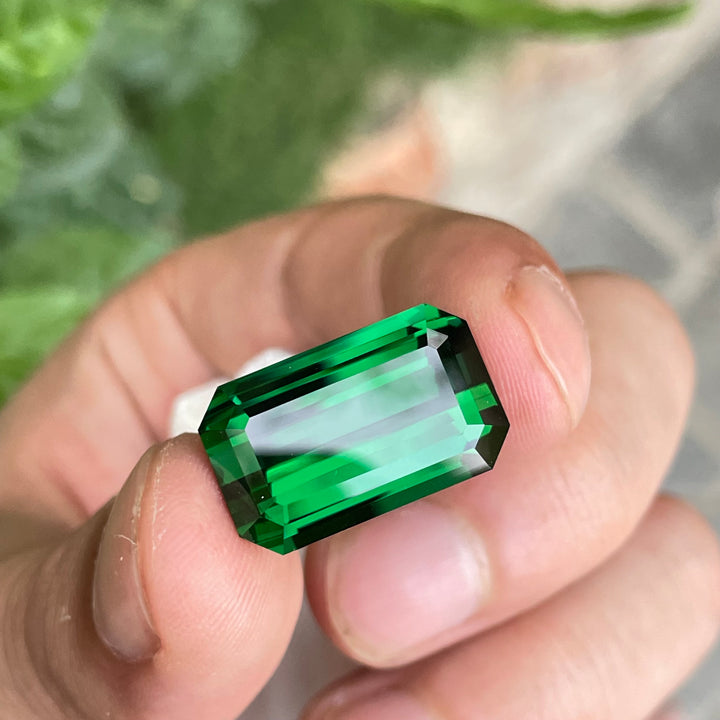 Chrome Green Tourmaline 18.5 Carat Emerald Cut – Loupe Clean Collector Gemstone from Afghanistan