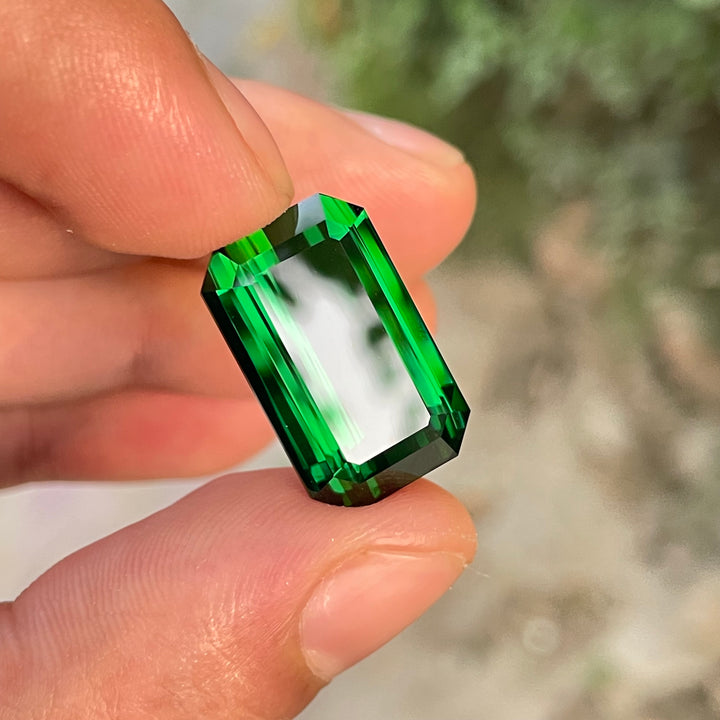 Chrome Green Tourmaline 18.5 Carat Emerald Cut – Loupe Clean Collector Gemstone from Afghanistan