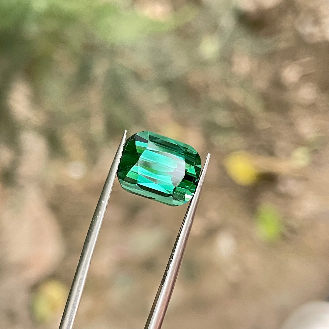 Natural Afghan Chrome Tourmaline — Cushion Step Cut, Premium Ring Stone