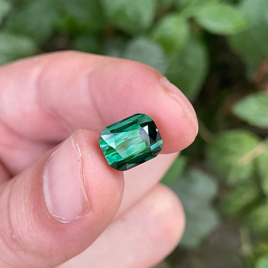 Natural Afghan Chrome Tourmaline — Cushion Step Cut, Premium Ring Stone