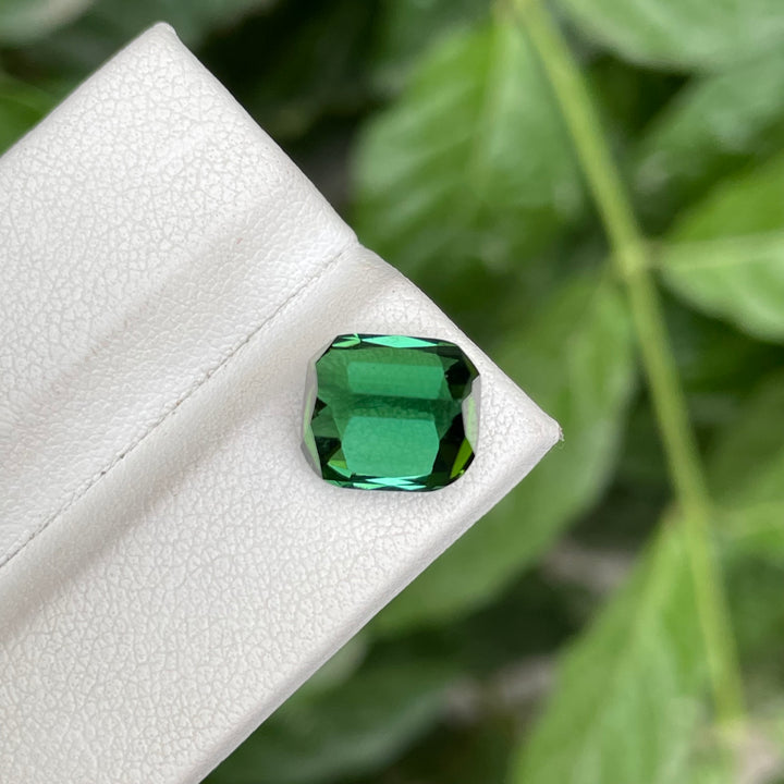 Natural Blue-Green Tourmaline — Step Cushion Cut Faceted Gem, Ring Sized
