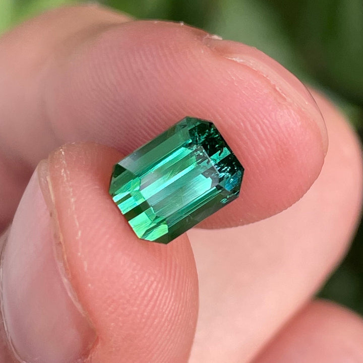 Natural Bluish Green Tourmaline — 2.60ct Faceted Emerald Cut, Afghan Origin