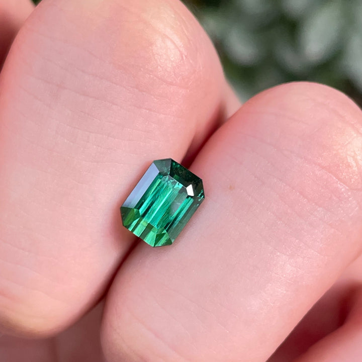 Natural Bluish Green Tourmaline — 2.60ct Faceted Emerald Cut, Afghan Origin
