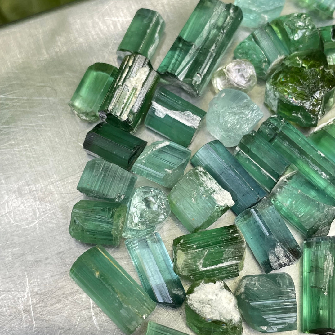 Natural Bluish Green Tourmaline Crystals Lot – 31g Small Sizes from Afghanistan