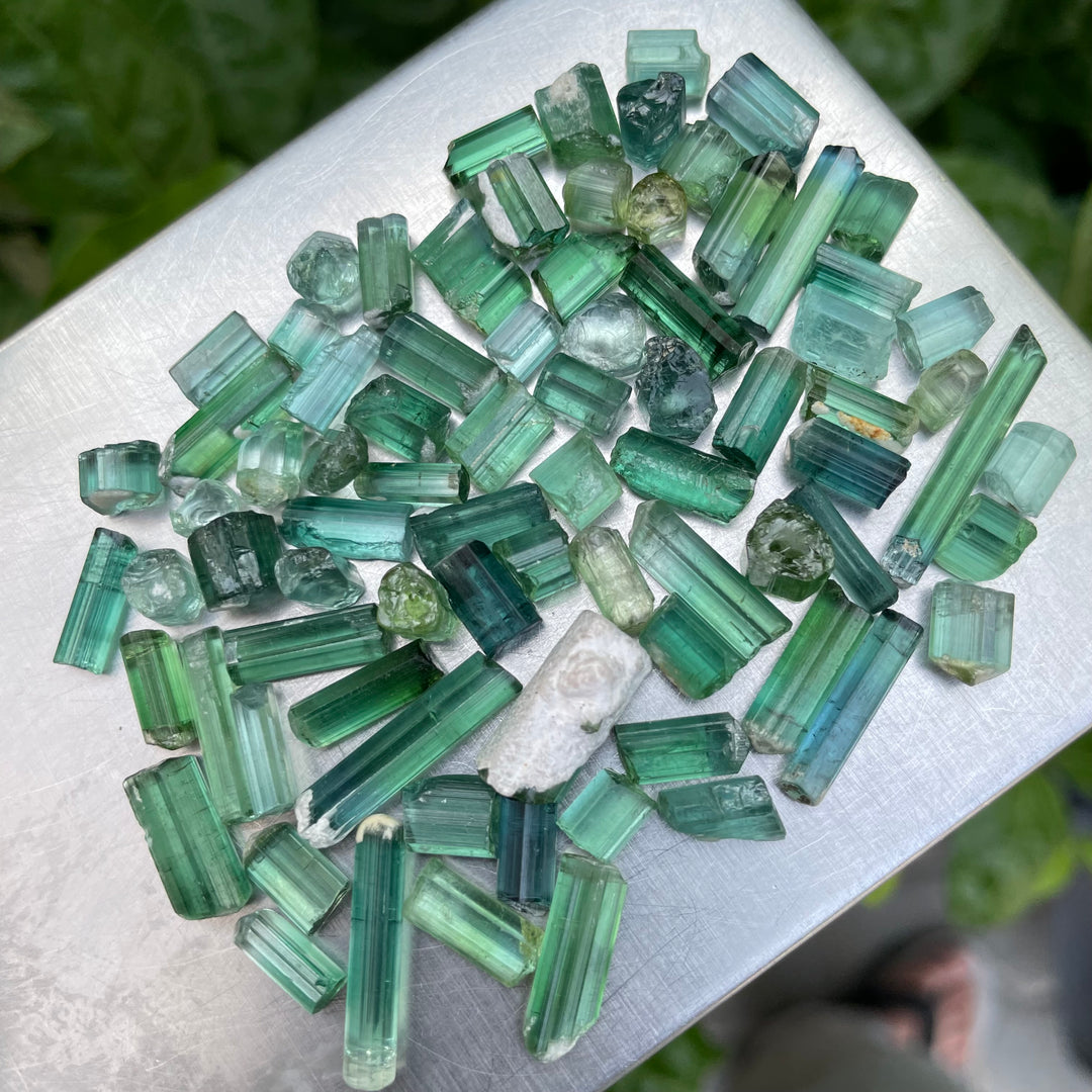 Natural Bluish Green Tourmaline Crystals Lot – 32g Small Sizes from Afghanistan