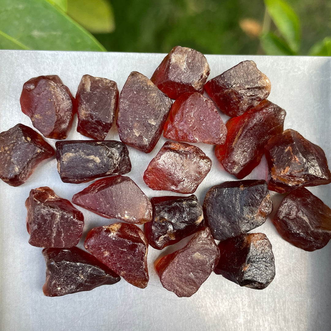 Natural African Hessonite Garnet Rough – 2g+ Pieces, Eye Clean with Smoky Hue