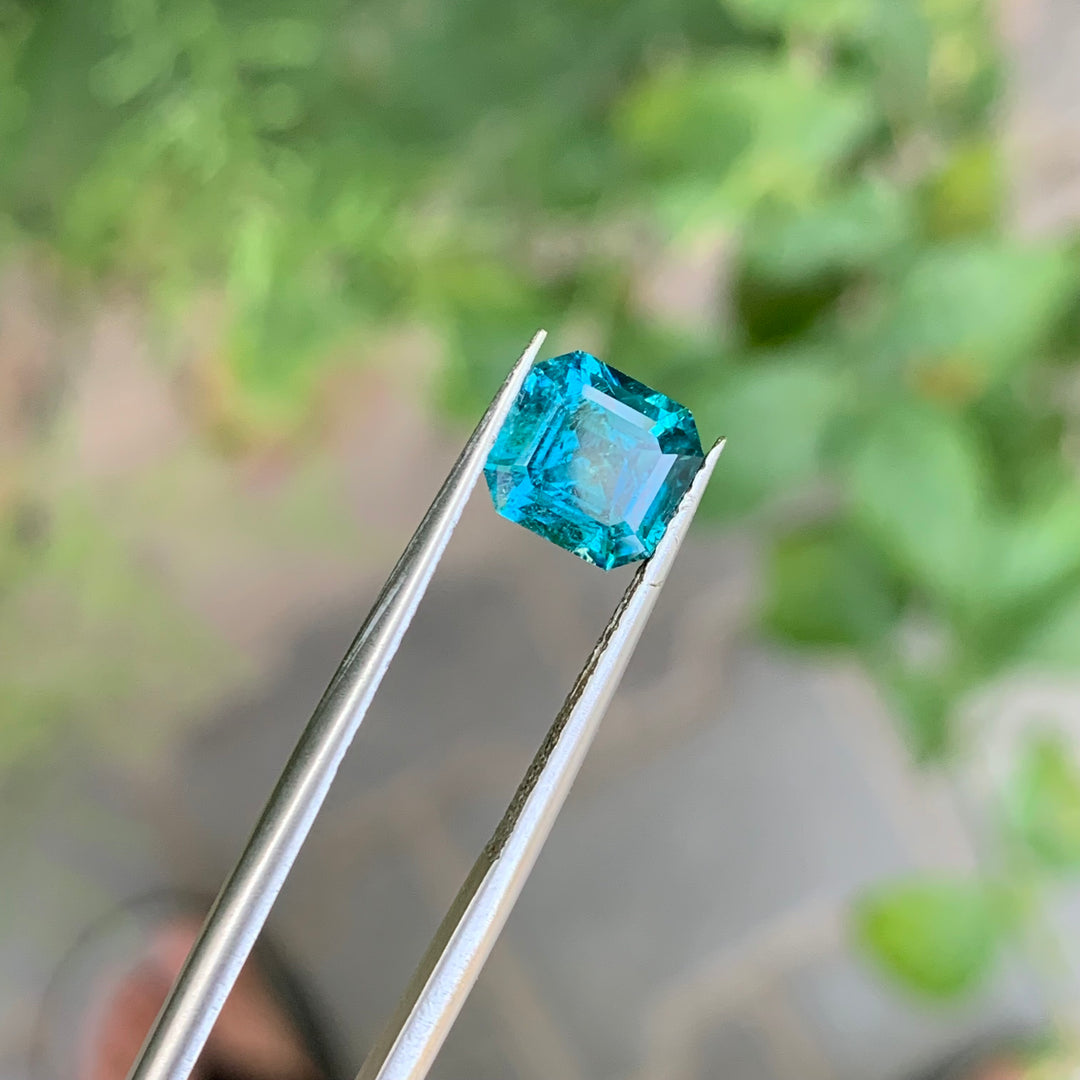Indicolite Blue Tourmaline 1.7cts Faceted Square Emerald Cut
