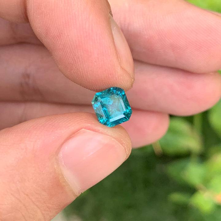 Indicolite Blue Tourmaline 1.7cts Faceted Square Emerald Cut