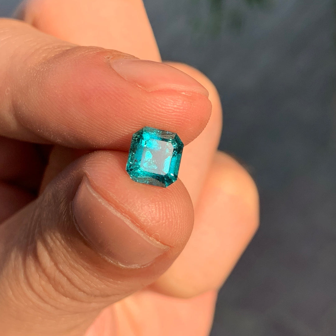 Indicolite Blue Tourmaline 1.7cts Faceted Square Emerald Cut