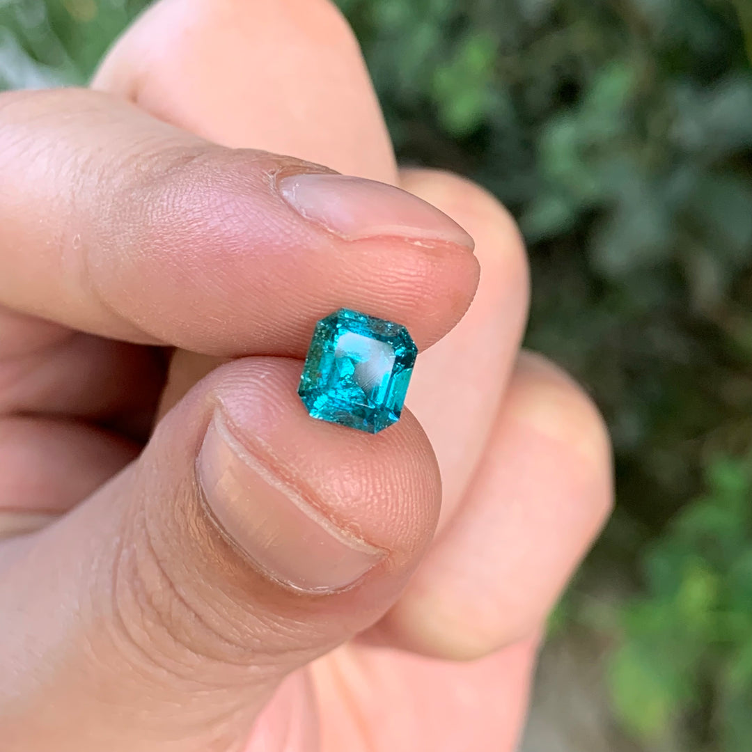 Indicolite Blue Tourmaline 1.7cts Faceted Square Emerald Cut
