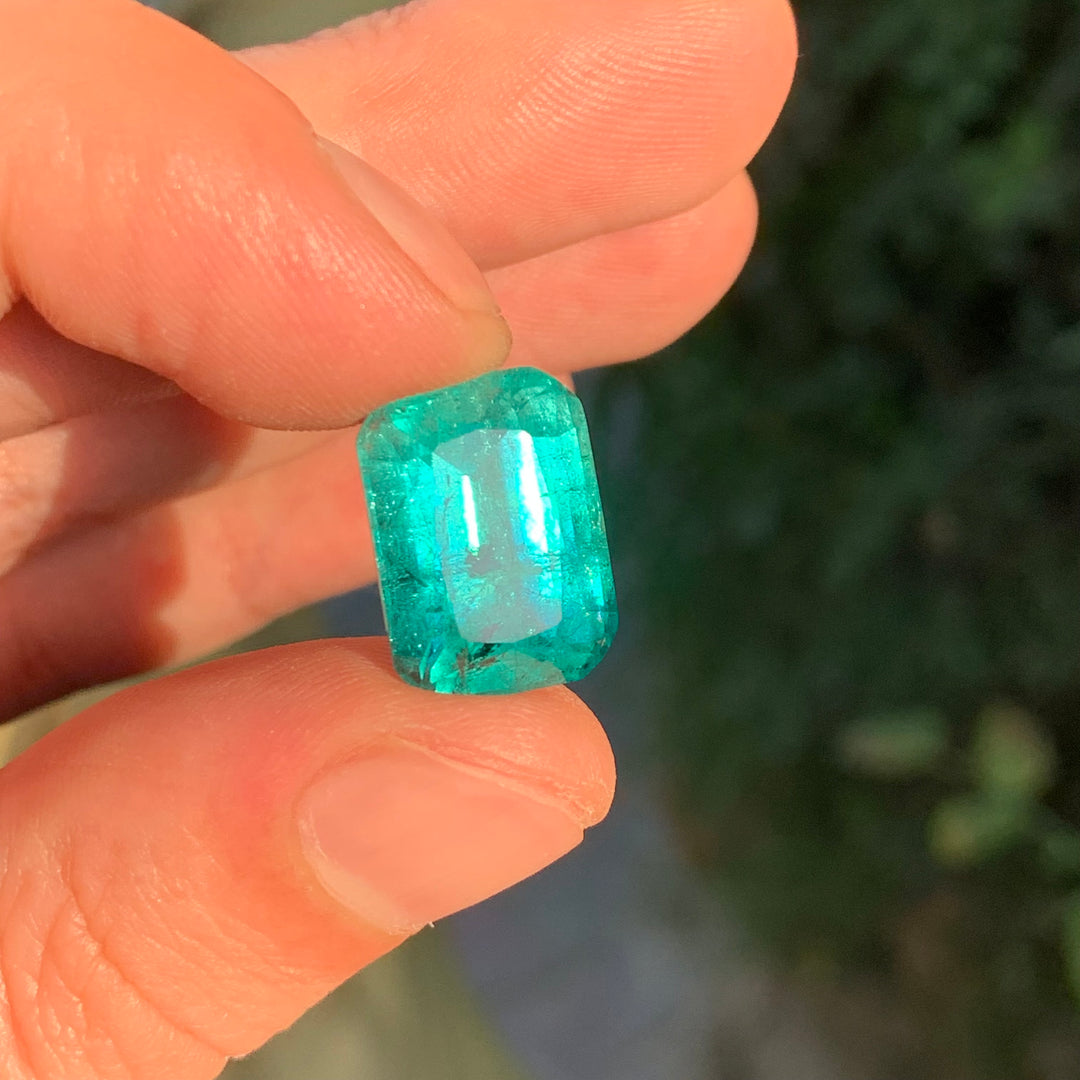 Natural Turquoise Blue Tourmaline 14ct Faceted Cushion Cut Gemstone
