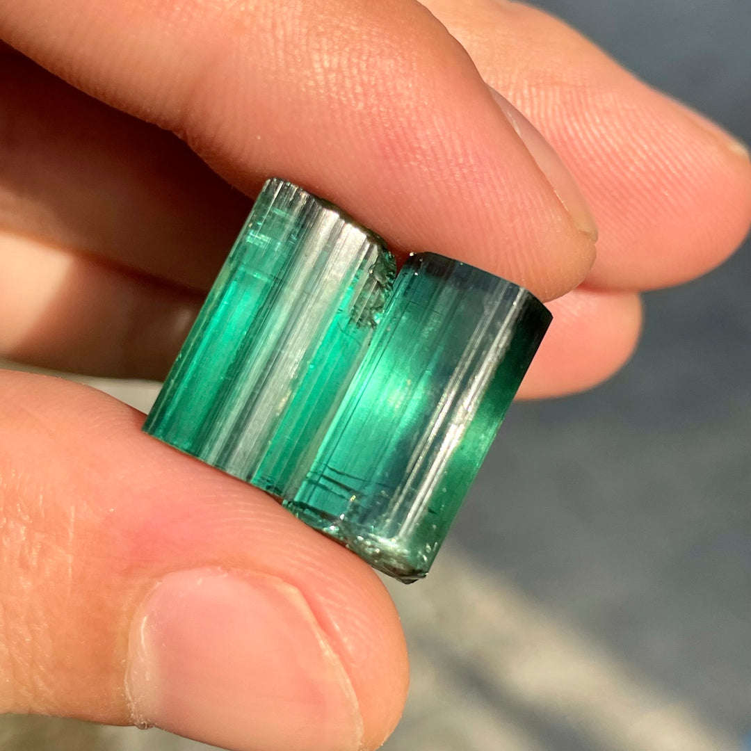 Facet Rough Bluish Green Tourmaline Crystals | Loupe Clean Gem Cutting Grade | Natural Afghanistan