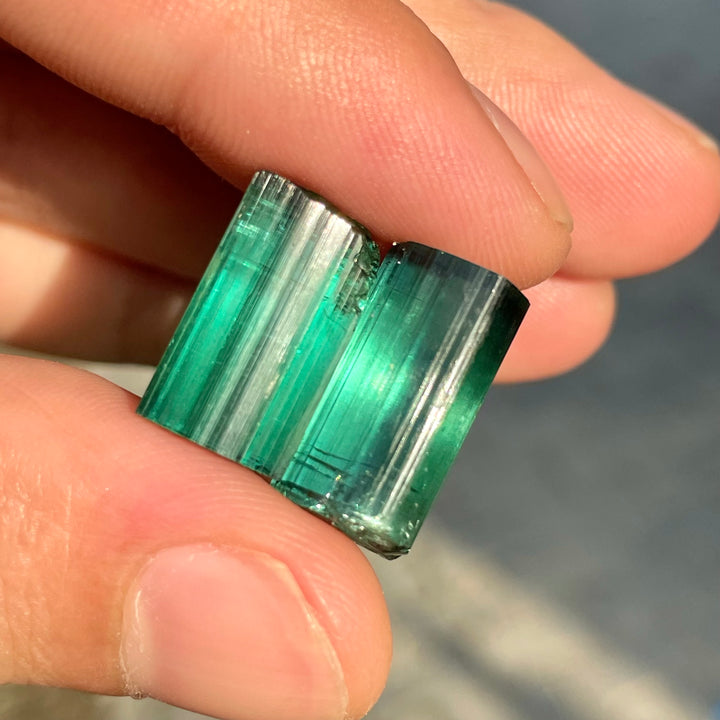 Facet Rough Bluish Green Tourmaline Crystals | Loupe Clean Gem Cutting Grade | Natural Afghanistan