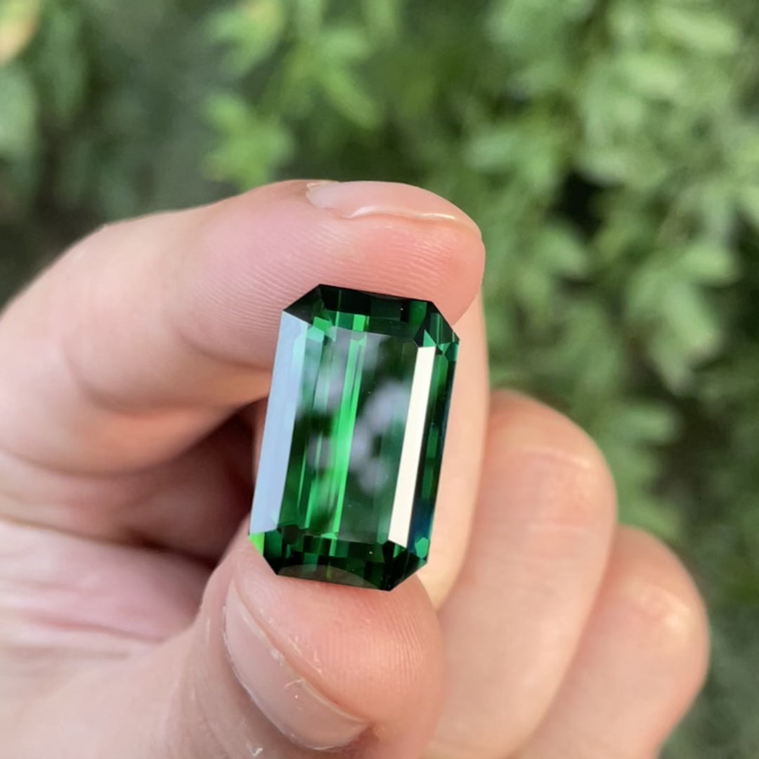 Chrome Green Tourmaline 18.5 Carat Emerald Cut – Loupe Clean Collector Gemstone from Afghanistan