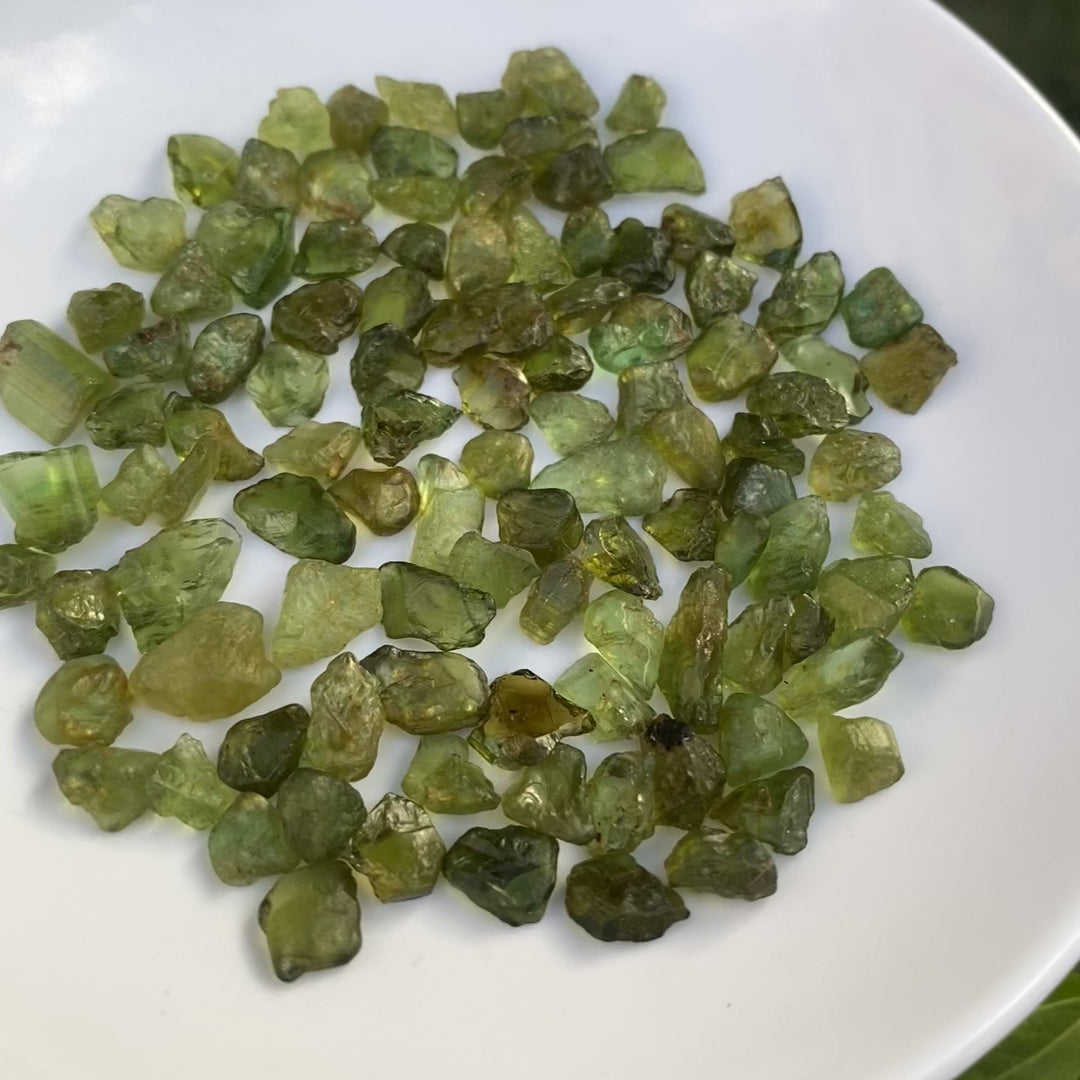 Natural Chrome Tourmaline Rough Lot – Cutting Grade, Calibrated Sizes, African Mined, Vivid Green