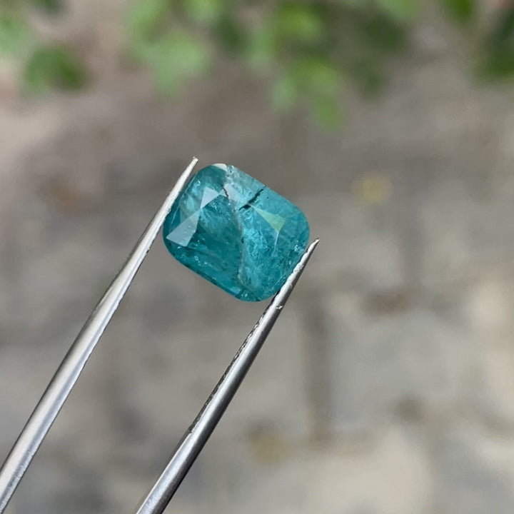Faceted Paraiba Blue Tourmaline Cushion Cut | Natural Nuristan Afghanistan Gemstone